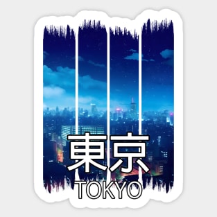 Tokyo City Sykline at Night Landscape – Anime Shirt Sticker